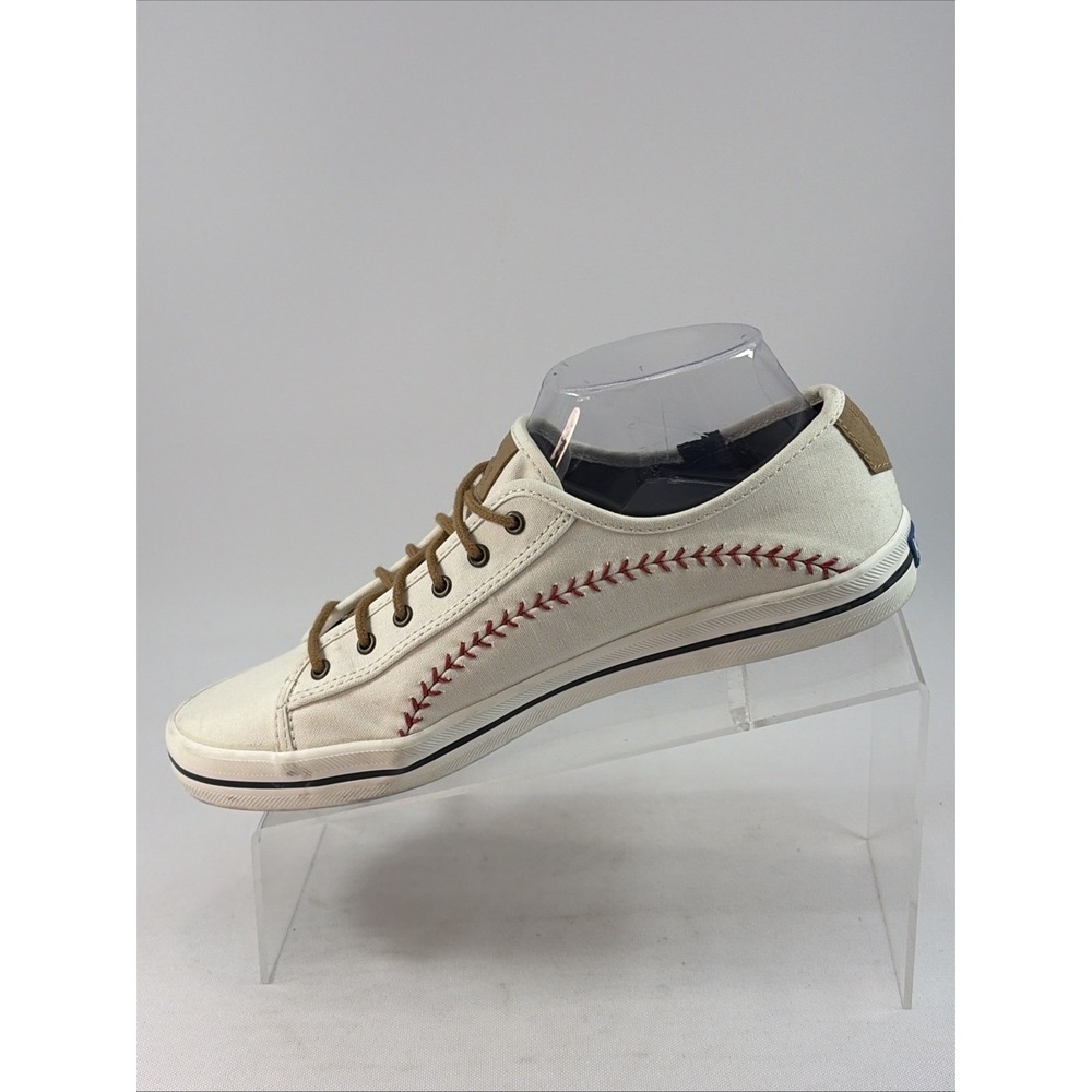 Keds Kickstart Pennant Shoes Women's Sz 9.5 Off White Baseball Stitched Comfort - Picture 3 of 14